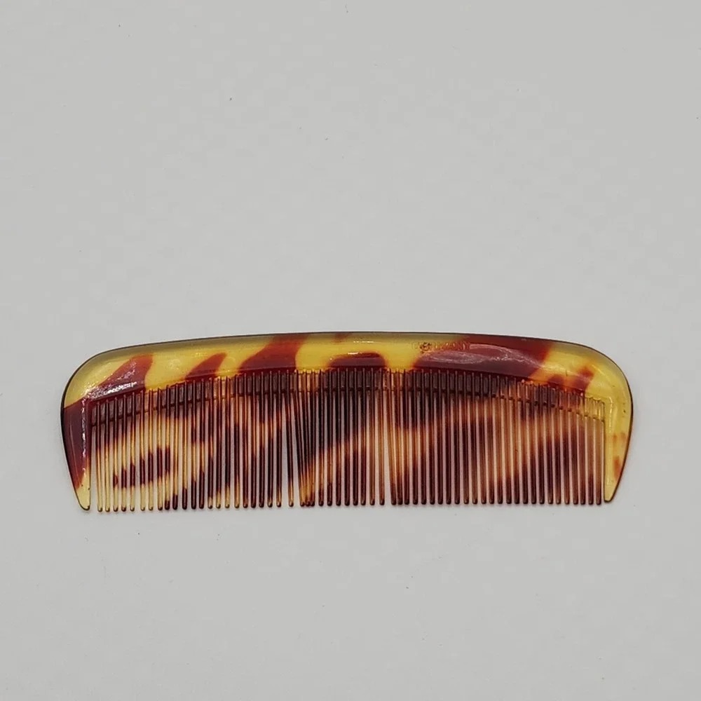 Vintage German Petit Point Comb Case Set Floral Embroidery Tortoise Shell Comb